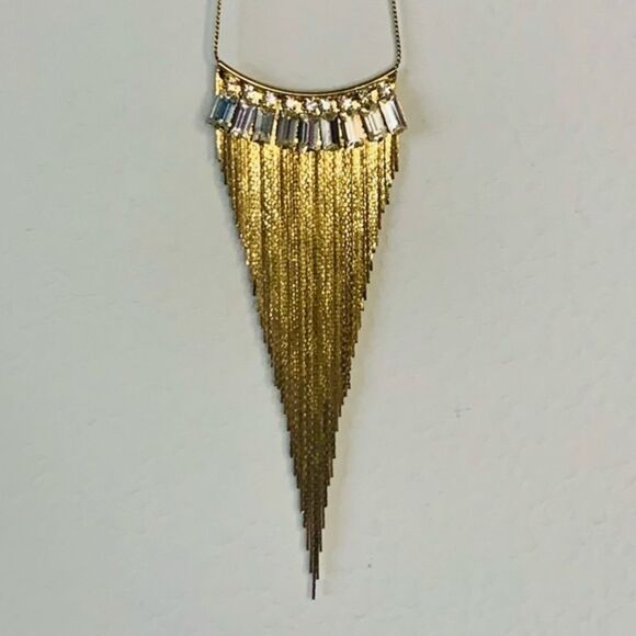 Guess Crystal and Gold Fringe Necklace - Picture 7 of 9
